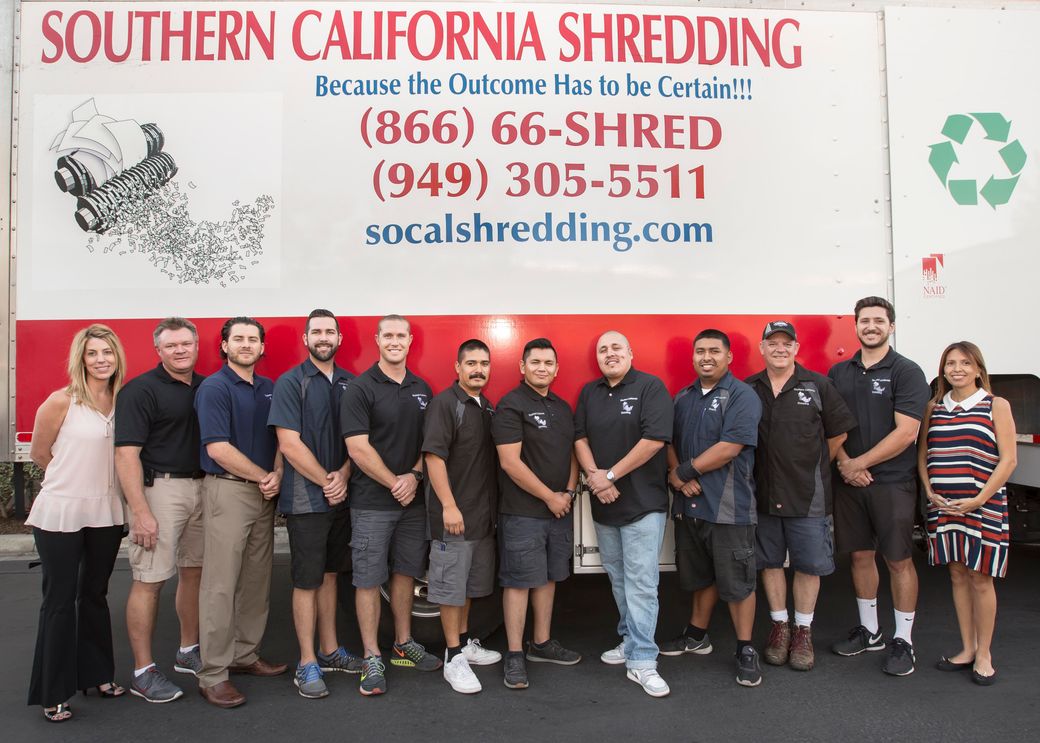 The Southern California Shredding team in front of one of their shredding trucks