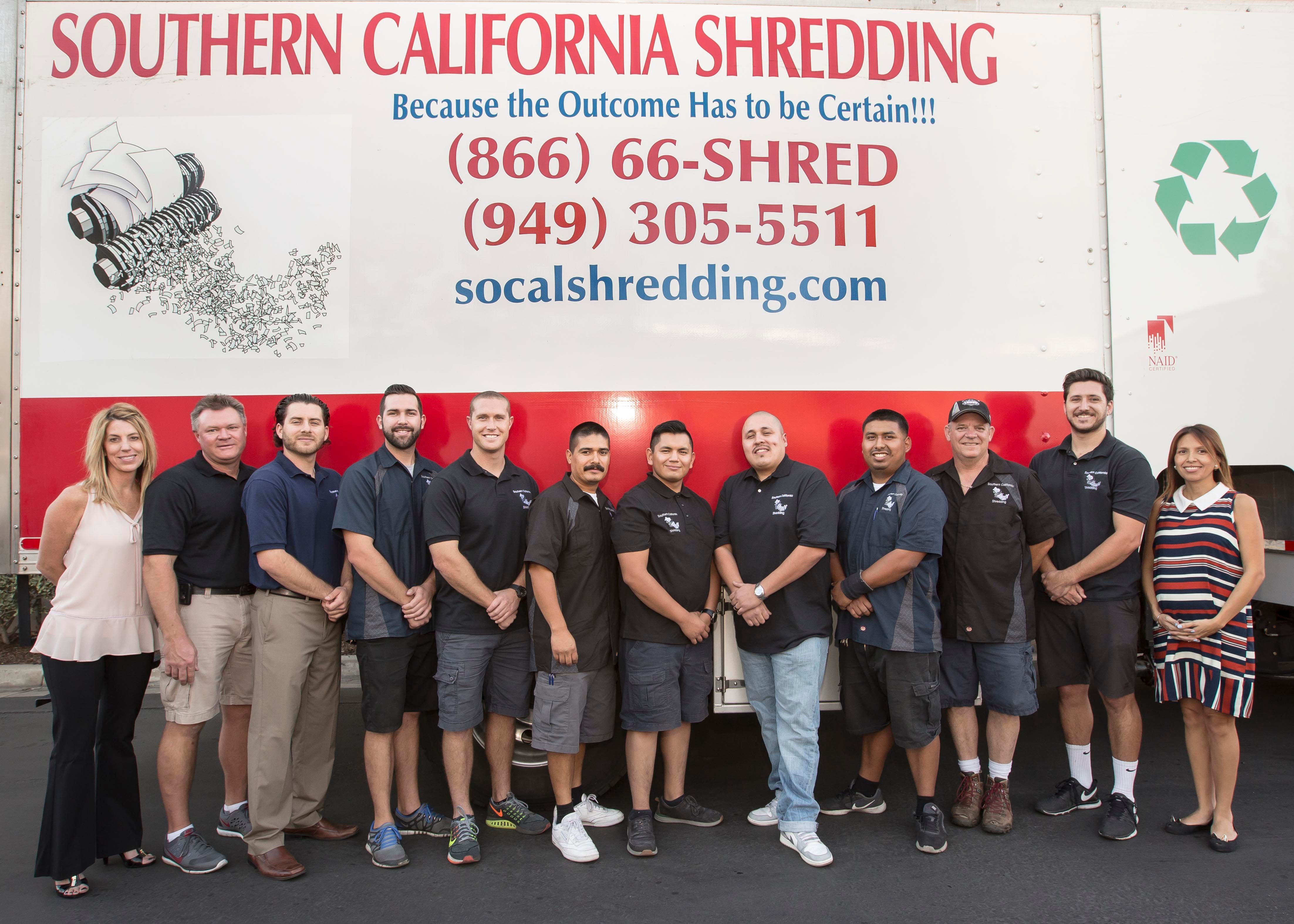 The Southern California Shredding team in front of one of their shredding trucks